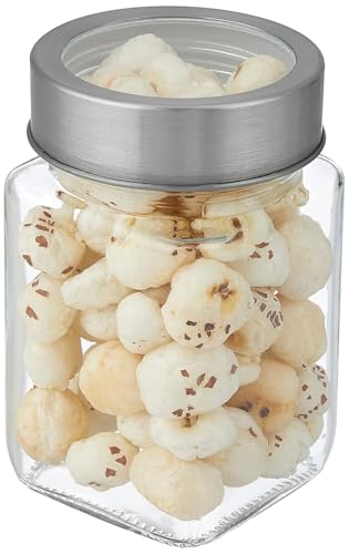 Image of CROCO JAR Cube Storage Containers | Set of 6 | Glass Jar with Air Tight Steel Lid, 300 ml each, Transparent Jars for Snacks, Pulses, Masala, Pickles, Cereals, Cookies, Dry Food