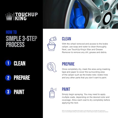 TOUCHUP KING Paints Blue Brake Caliper Paint Omni Cure Catalyst Technology - 2K Aerosol Spray Can Glossy Glamour Finish High Temp Resistance Super Strong Paint