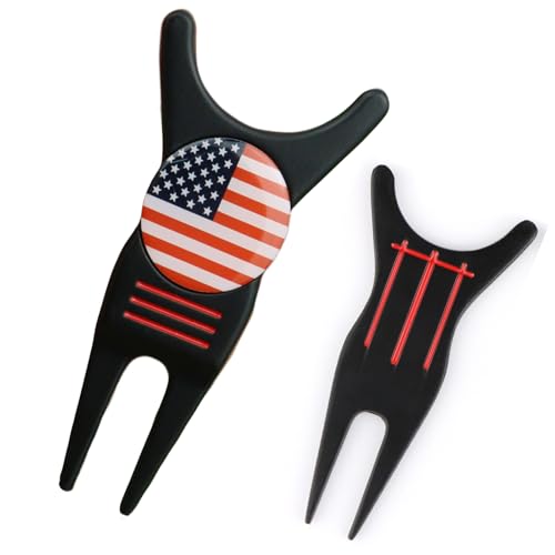 Wild Lily's Spring Golf Divot Repair Tool with Removable Magnetic Golf Ball Marker Alignment, Golf Divot Tool with Alignment Lines on Both Sides