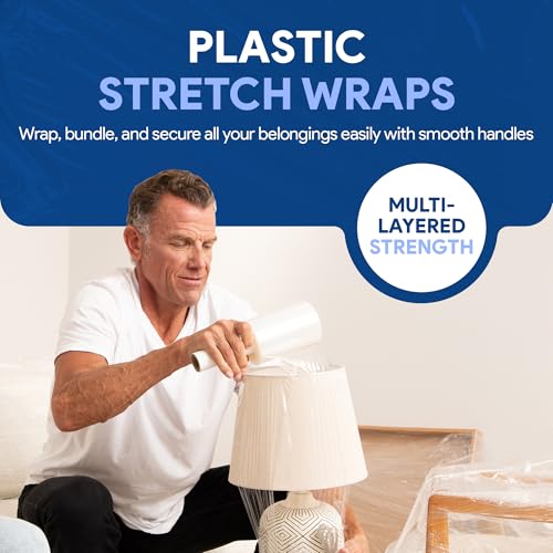 Image of International Plastics Co. 2 Pack of 5 inch Plastic Stretch Film Wrap with Handles 1000 feet Each 500% Stretch Ability