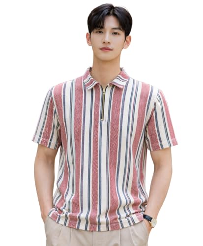 London Hills Men’s Loose‑Fit Zip‑Collar Polo – 69% OFF, Premium Polyester, Best Summer Shirt