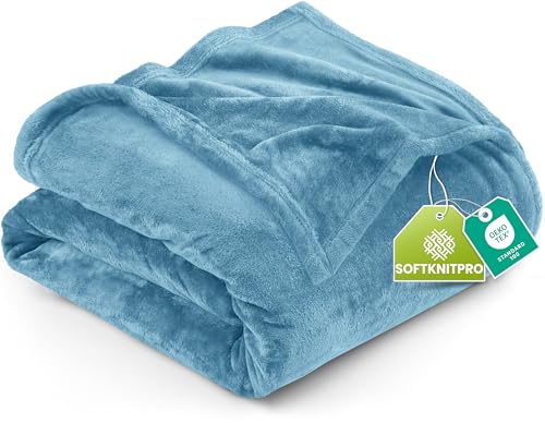 Utopia Bedding Fleece Blanket Queen Size Washed Blue 300GSM Luxury Fuzzy Soft Anti-Static Microfiber Bed Blanket (90x90 Inch) by Utopia Bedding - Used condition - US$17.85