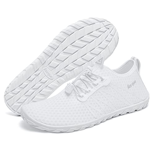 Racqua Men&Women Water Shoes Breathable Barefoot Pool Shoes Outdoor Windsurfing Beach Volleyball Sailing Beach Swim Shoes White 9.5 Women/8.5 Men - Image 2