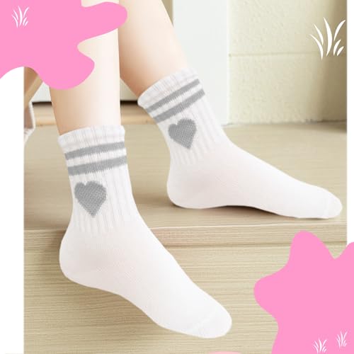 Bemeol Girls Crew Socks 10 Pairs Girl Casual Athletic Cotton Lightweight Stretch Crew Socks for Kids 4-6 6-8 8-10 Years Old3