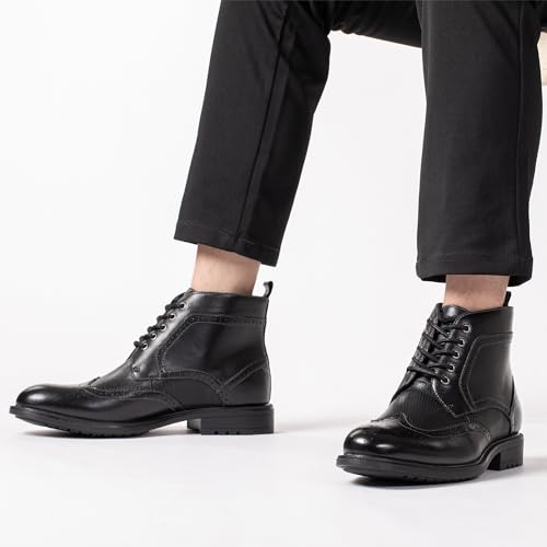 Image of Arkbird Mens Dress Boots Genuine Leather Cap Toe Ankle Boot with Side Zipper for Casual Business Formal Wear