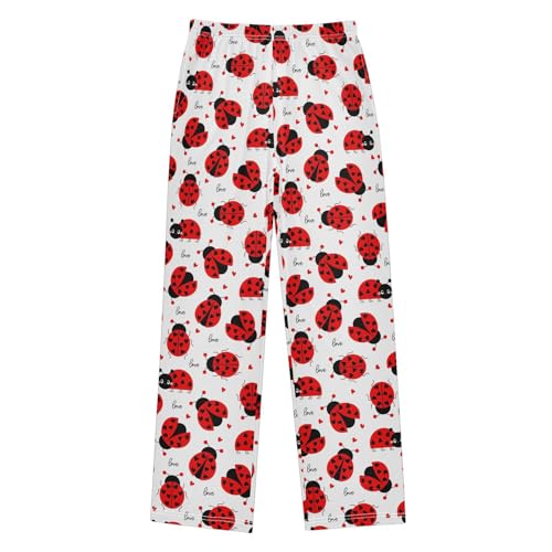 Ladybug with Love Boys Long Pants Soft Trousers Elastic Waist Kids Lounge Bottoms with Pockets S-XL
