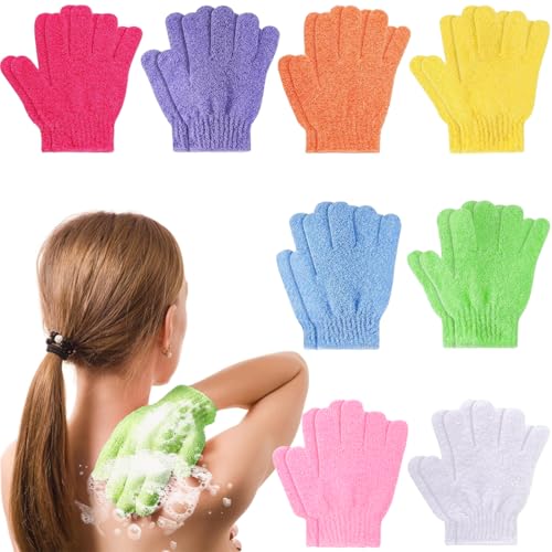 Guante exfoliante corporal, 8 piezas Guante exfoliante corporal, guantes exfoliantes, guantes de ducha para el baño Exfolia y revitaliza la piel