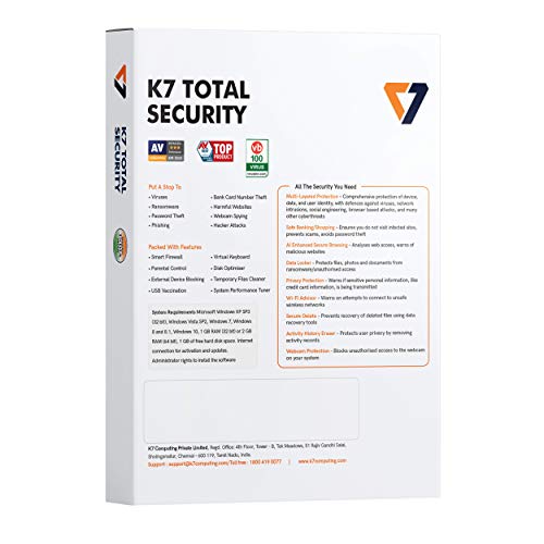 Image of K7 Security Total Security | 5 Devices | 1 Year | Single Key | Email Delivery In 1 Hour - No Cd