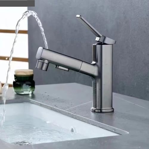 Robinet extractible salle de bains rotatif pour nettoyer la vasque