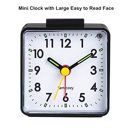 Famicozy Silent Tiny Alarm Clock,Easy To Read,Simple Alarm Control,Ascending Alarm,Snooze Backlight,1 Aa Battery Operated #TOP3
