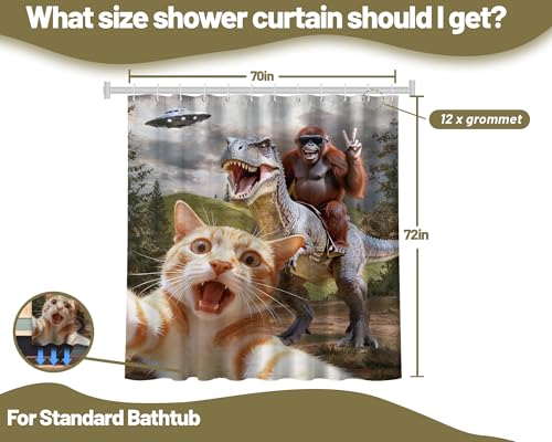 Image of Funny Orange Cat Shower Curtain, 70x72 in