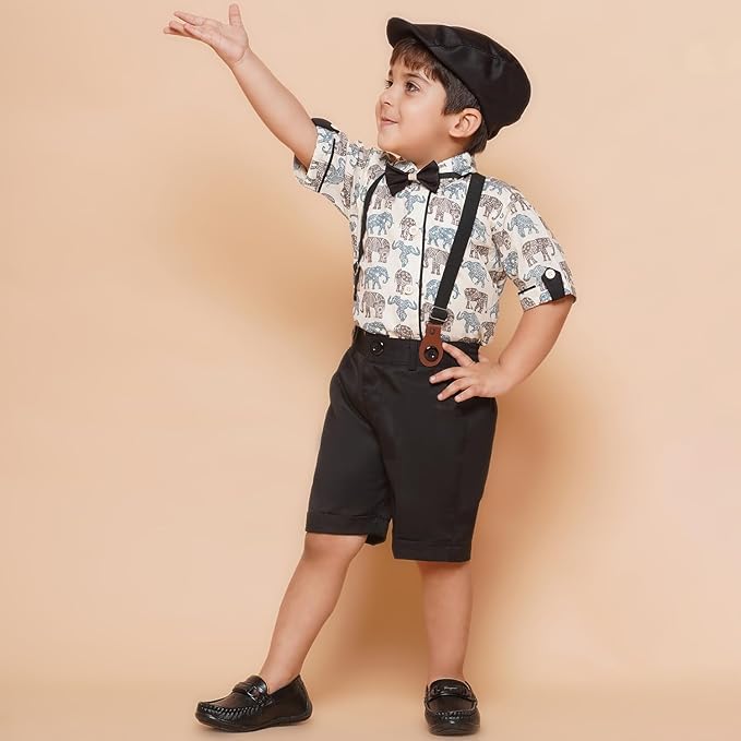 Image of AJ DEZINES Kids Casual Wear Clothing Cotton Shirt Short Set For Boys