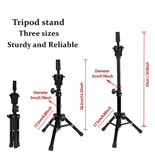 Neverland Beauty & Health 22 Inch Wig Head Stand Tripod, with Canvas Wig Head, Mannequin Head for Wigs, Manikin Canvas Head Block Set for Making Display with T Pins Set Bristle Brush