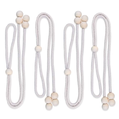 Daleweo Juego de Alzapaños Ajustables para Cortinas sin Taladrar, 4 Piezas, Tejido a Mano, Decoración Boho para Recoge Cortinas, Adecuados para Sala de Estar, Dormitorio y Oficina en Casa