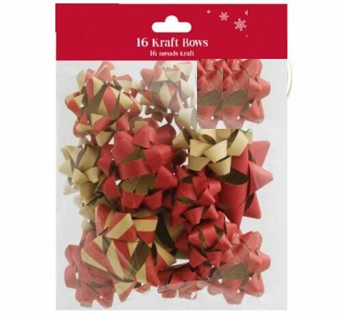 TRTO 16Pcs Kraft Bowa Gift Bows Luxury Metallic Self Adhesive Wrapping Xmas Bow Useful for Decoration Party