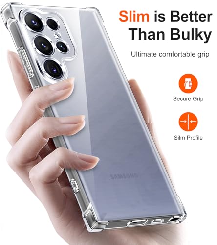 Image of Lustree Back Cover Transparent Case Compatible with Samsung Galaxy S25 Ultra | Clear + TPU Case with 4 Corner Air Cushion Protection & Camera Protection | Slim& Stylus Cover