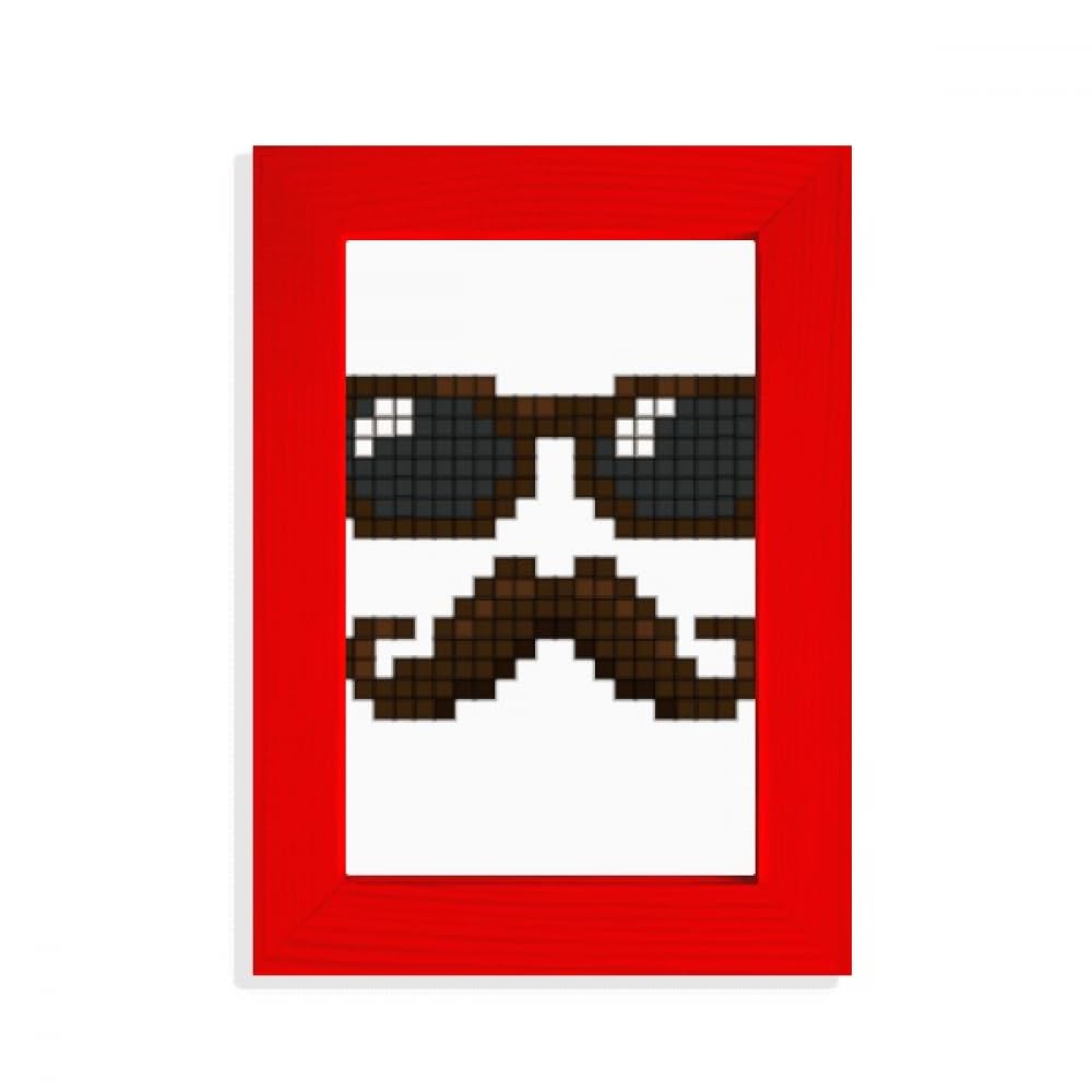 Lunettes de soleil pixel pour homme style barbe cadre photo rouge artistique