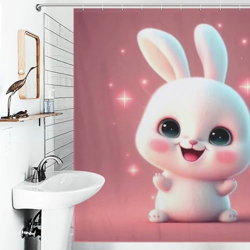 Rideau de douche en polyester de qualité supérieure motif lapin