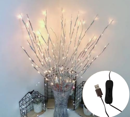 Image of Ulalaza 30.3'' 6 Branches 120 LED Bulbs Twig Lamp USB Operated LED Lighted Willow Branches Vase Fillers Use for Christmas Home Party Decoration Indoor Outdoor