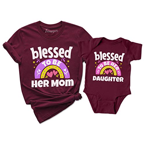 TEEAMORE Blessed to be Her Mom Blessed to be Her Daughter Mommy Matching Shirt Mom Kids T-Shirt Gift2