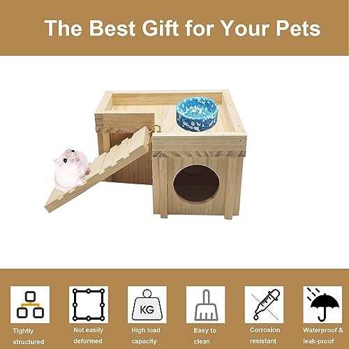 Acsist Wooden Hamster Hideout Hamster Wood House With Ladder Habitats Decor Detachable Small Animals Cage Accessories For Hamster Rat Gerbils And Other Small Pets thumb #4