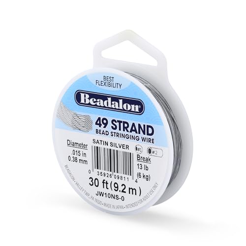 Beadalon 49 Strand Stainless Steel Beading Wire, Satin Silver-.015in/0.38mm