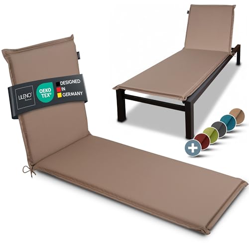 LILENO HOME Sonnenliege Auflage als 1. Set - Rollliege in Taupe - Gartenliegen perfekt für Strandliege - Polster Auflage