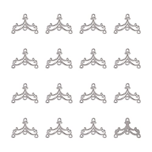 Mega Pet 20pcs Tibetan Silver Wave Chandelier Component Links Charm Pendant Connectors with 3 Holes for Dangle Earring Multi Strands Bracelet Necklace Jewelry Making