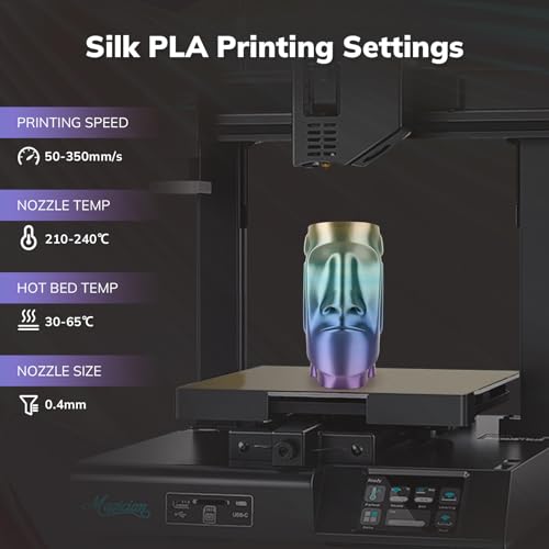 Image of AMOLEN Silk PLA 3D Printer Filament, Shiny Multicolor Kingfisher Rainbow PLA Filament 1.75mm, Gradient Color Change PLA 3D Printing Filament for Most FDM 3D Printer, Blue Purple Yellow, 1kg (2.2lbs)
