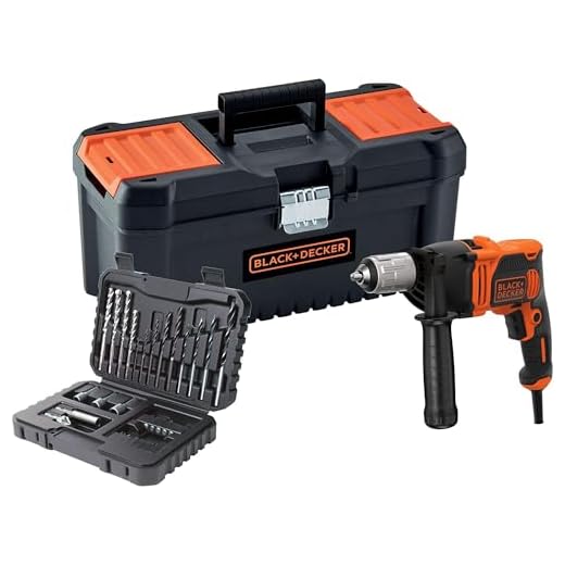 BLACK+DECKER BEH850KA32-QS Schlagbohrmaschine mit Kabel, 850 W, mit 32-teiligem Set und Werkzeugkoffer 16 Zoll