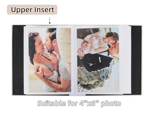 RECUTMS Photo Album 4x6 52 Photos - Small Mini Capacity Premium Leather Cover, Small Capacity Pictures Book Easy to Classify and Portable for Wedding Family Baby Vacation(Beige)