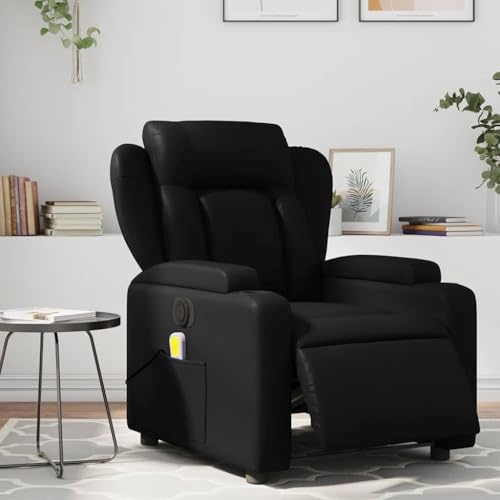 Sillón reclinable piel sintética negro miniatura 2