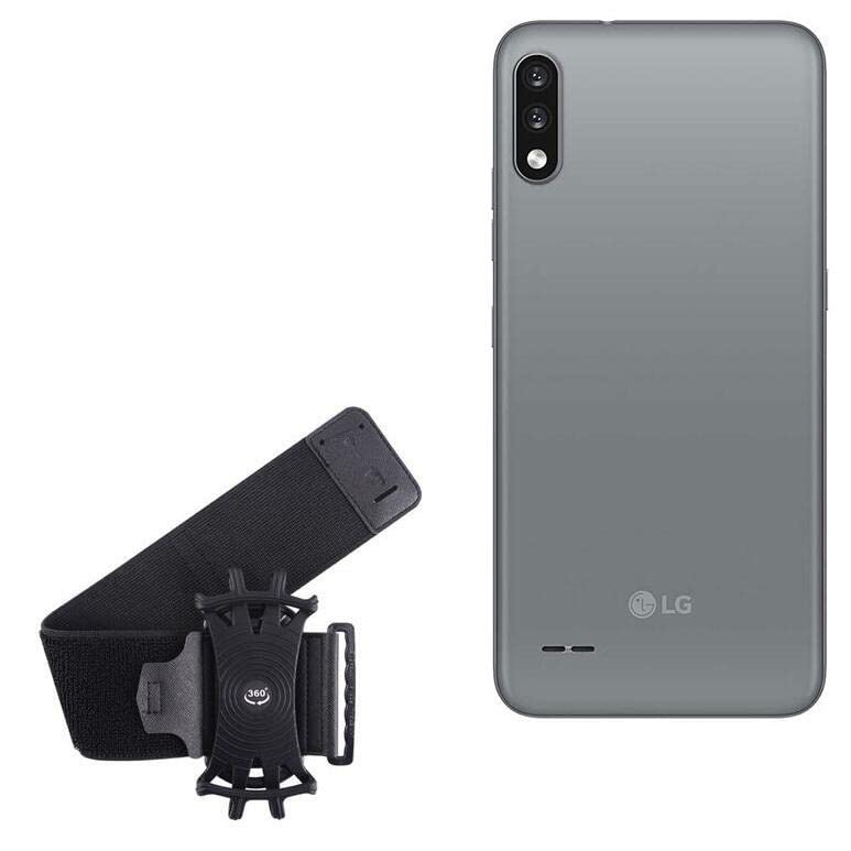 BoxWave Holster Compatible with LG K22 - ActiveStretch Sport Armband, Adjustable Armband for Workout and Running - Jet Black