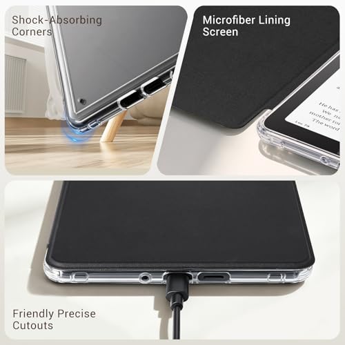 Image of CoBak Detachable Magnetic Case for Kindle Paperwhite 12th Gen 2024 (7 inch) & Kindle Colorsoft Signature Edition (7 inch) - Ultra Slim Transparent Clear TPU Back Shell Protective Cover with Auto Wake /Sleep