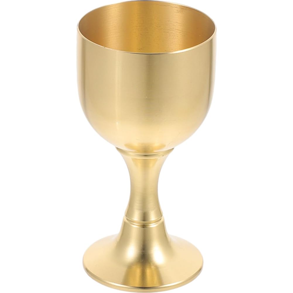 Hndhbfgrt Ritual Brass Communion Cup 50G Brushed Metal Footed Holy Offering Goblet for Church Altar