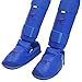 Fancyes Shin & Guard for Kickboxing, Boxeo En Tailandia Thai, MMA Fighting and Training Pads, Leg Foot for Arts, Sparring, and Boxing Gear, Link Blue L