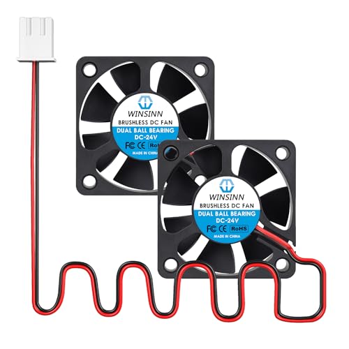 WINSINN DC 50mm Fan 24V 5020 Dual Ball Bearing Brushless Cooling 50x20mm 2PIN (Pack of 2Pcs)