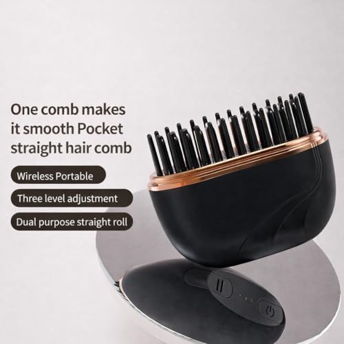 Image of Capsule Hair Straightener & Styler | Mini Cordless Hair Straightener Comb | USB Rechargeable Portable Heat Hair Brush for Travel | Dual Use Straightening & Styling Tool (BLACK COLOUR) (PACK OF 1)