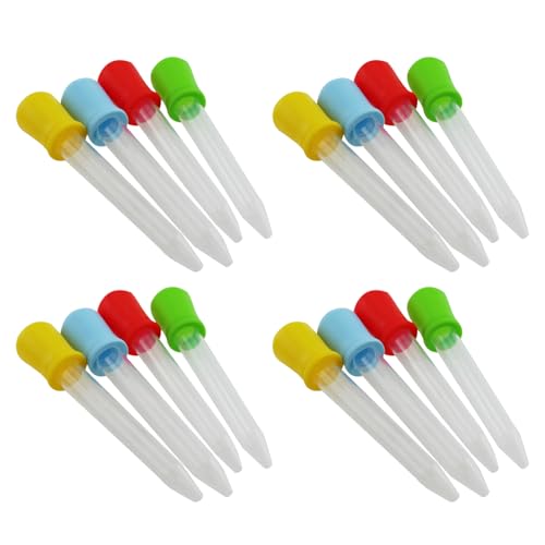 SQXBK 16PCS 5ML Coloured Liquid Graduated Burette Food Grade Silicone Pipettes Suitable for Kitchen Art Science Experiments Painting Crafts