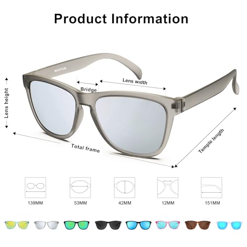 Image of WISTON Polarized Round Sunglasses for Women & Men,Running Sunglasses Retro Classic UV400 Protection TR Frame Lightweight 8107