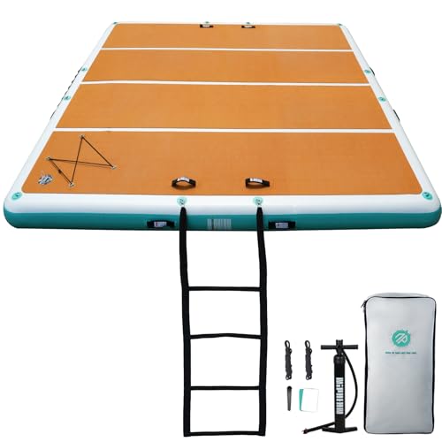 Niphean Inflatable Floating Dock 10ft for 5-6 People&Friend, Quick Inflation/Deflation Easily Transportable Inflatable Dock Floating Platform, Non-Slip Surface for Pool Lake Beach Ocean