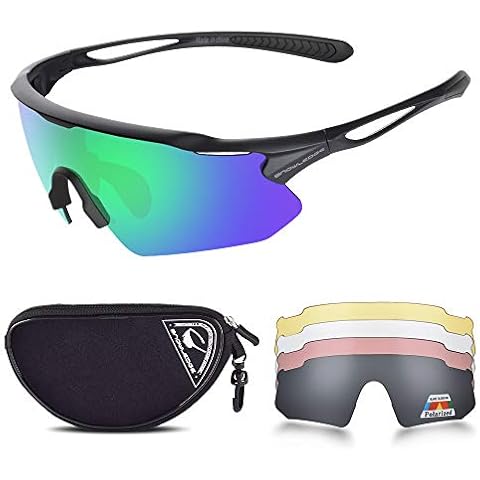 Snowledge Cycling Glasses with 5 Interchangeable Lens UV 400 Protection Polarised Sports Sunglasses for Men Women Running Climbing Fishing Driving Golfing Cover