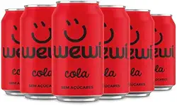 Refrigerante Wewi Cola Natural Zero Açúcar 350ml pacote com 6 unidades