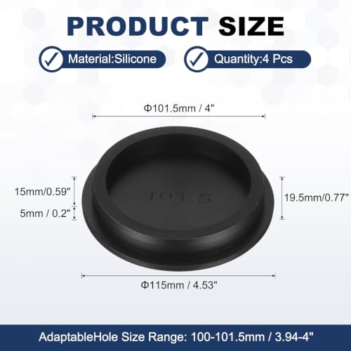 Image of MECCANIXITY 4pcs T-Shaped Silicone Plugs 101.5mm 4 inch Dia Snap in Plug