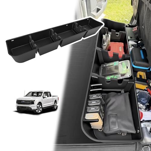 VaultsOnWheels Under Seat Storage Box Fit for Ford F150 2015-2026 SuperCrew/Crew Cab & F250 F350 F450 2017-2026 SuperDuty Accessories Console Organizer Truck Tool Box Detachable Underseat Organizer