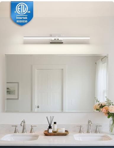 Image of NIORSUN 31.5 Inch Modern Bathroom Light Fixture, 18W 5CCT Dimmable LED Chrome Bathroom Vanity Lights Over Mirror, Vanity Lights for Bathrooms Restroom Mirror- ETL Certified