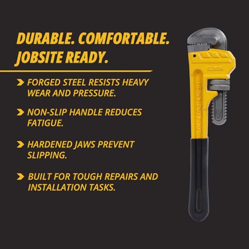 Image of Heavy Duty 18 In Pipe Wrench | Forged Carbon Steel With Cr-Mb Jaw | Precise Clamping Teeth Design For Strong Grip |TPR Soft Grip Handle | Max Pipe Size 2-1 /2 inch, Plumbing, Home and Professionals
