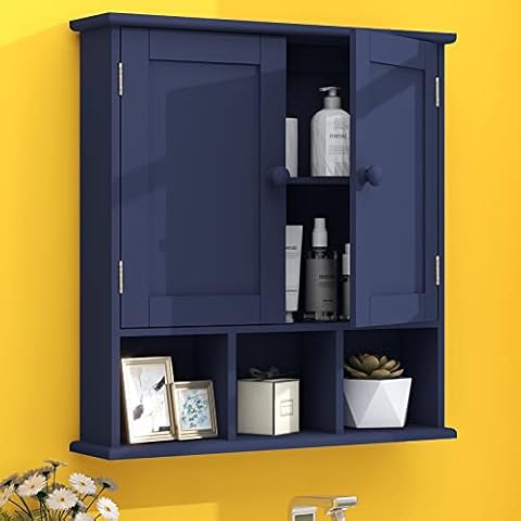 TaoHFE Blue Bathroom Cabinet with Adjustable Shelves Cover