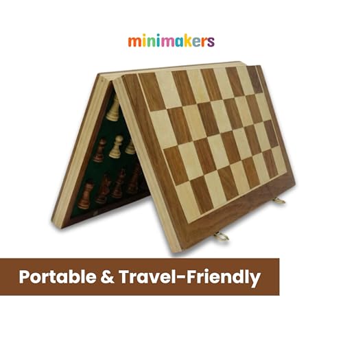 Image of Masterpiece 16 Inches Chess Board Set Magnetic, Tournament Size Wooden Chess Board Set, Handcrafted Foldable Chess with Storage & Magnetic Pieces, Valentine Gift, Game for Kids & Adults
