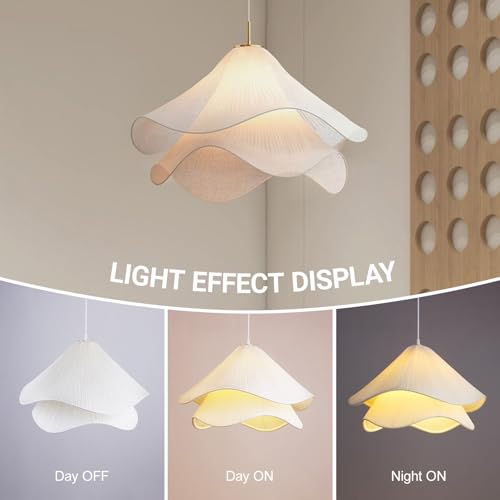 Suspension en tissu pétale 40cm luminaire chic E27 - 4